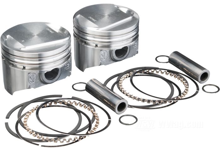 Pistoni »domed« di KB Performance Pistons; atto per Evolution Big Twin 1984-1999; alluminio; taglia: +0.020 ”; alzata: 4-1/4 ”; alesaggio nominale: 3-1/2 ”; 1340 cm³; compressione: 9.6:1; U.S.A.; peso lordo: 1.3 kg
