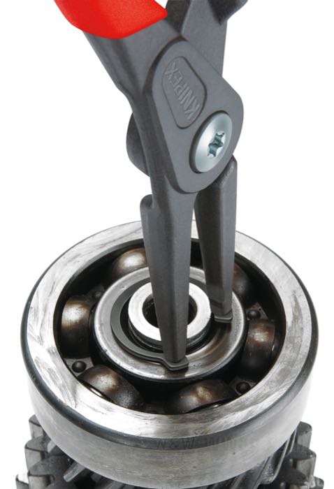 Pince pour anneaux de retenue de KNIPEX; arbres de 19 - 60 mm; parkerisé, droite; longueur: 180 mm; Allemagne; poids brut: 180 g