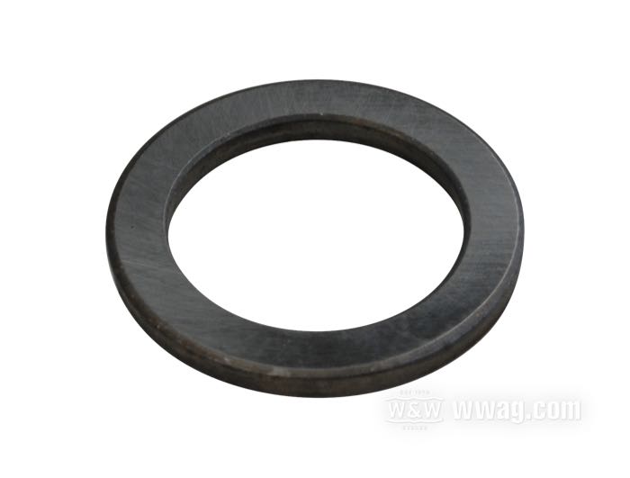 Spacer; fits Knucklehead/Panhead 1936-1953; between bearing and flywheels; steel; position: right; ID x OD: 25.7 x 36.5 mm, 3 mm thick; replaces OEM HD 24695-40; gross weight: 20 g