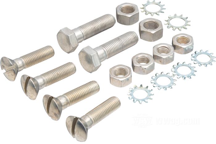 Kit di montaggio di Colony; per Parafango posteriore; atto per Sportster 1952-1958; acciaio, CAD (procedimento ZnNi); rimpiazza OEM HD 2414W, 4362, 7752 e 7793; U.S.A.; peso lordo: 148 g
