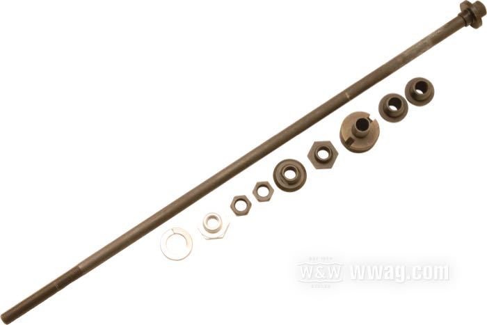 Barre »extra longue« de Colony; pour Amortisseur de selle; adaptable à Big Twin 1936-1980; acier, parkerisé; longueur: 428 mm; remplace OEM HD 51674-25, 51672-25, 51795-29, 51634-36 et 51791-31; USA; poids brut: 491 g