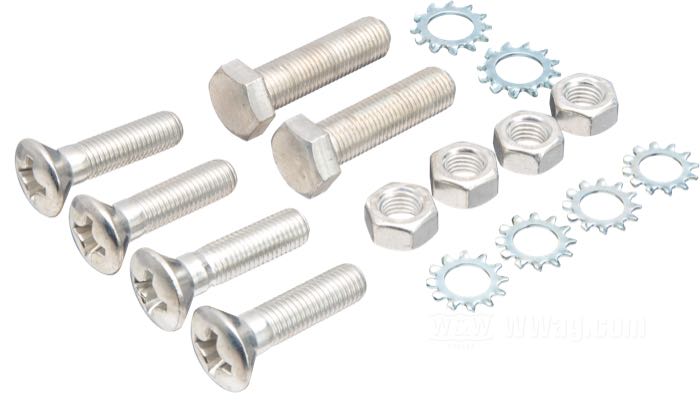 Kit de montage de Colony; pour Garde-boue arrière; adaptable à Sportster 1959-1981; acier, CAD (procédé ZnNi); remplace OEM HD 22272, 7753, 7800W et 4724; USA; poids brut: 149 g