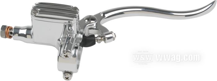 Pompa freno a mano »Deluxe« di Kustom Tech; per manubri del Ø: 1 ”; Ø pistone idraulico: 14 mm; liquido di freno obbligatorio: DOT 4 o 5; filettatura: M10 x 1.0; Italia