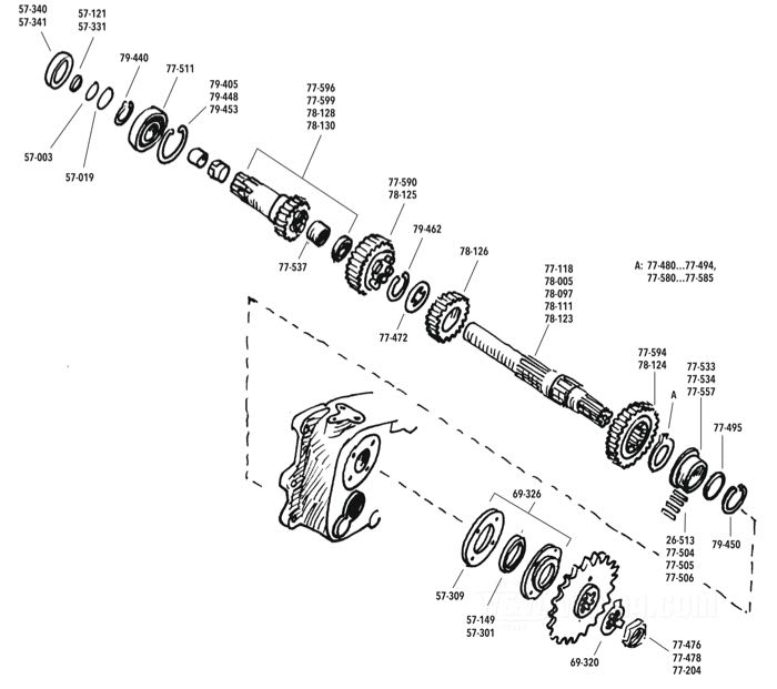 Zahnrad 3. Gang von Andrews; für Hauptwelle; passend für 4-Gang Sportster 1956-1990; Stahl; Anzahl der Zähne: 20; ersetzt OEM HD 35305-56A; Bruttogewicht: 230 g