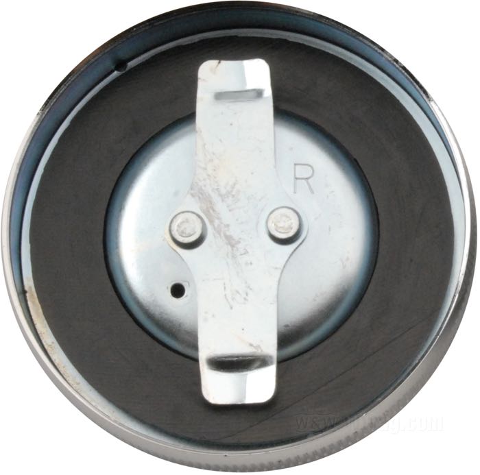 Gas cap by Paughco; fits models 1955-1972; steel, chrome-plated, rim height 13 mm, knurl height 6mm; Ø 65 mm; with vent; replaces OEM HD 61103-36; gross weight: 70 g