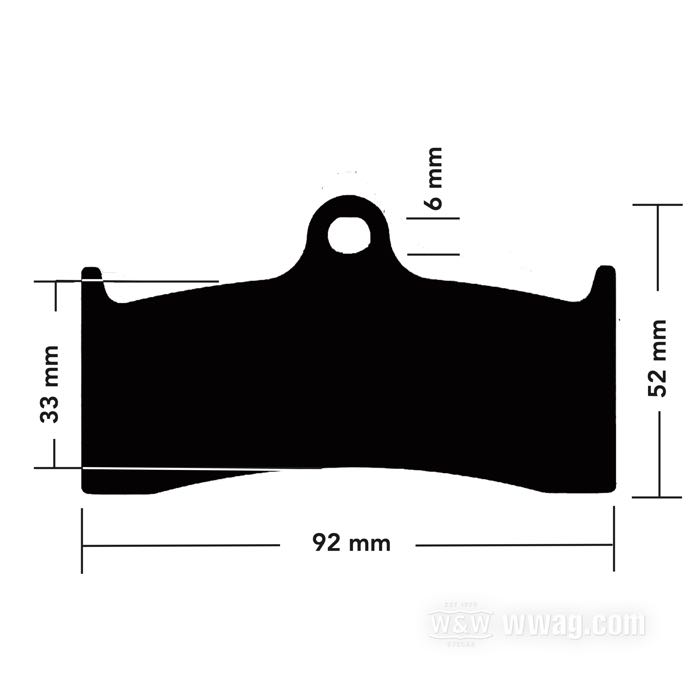 Brake pads by Performance Machine; for 112x6 DBO, 112x6RSL (Race) and 112x6SSL calipers; steel / friction compound; replaces OEM HD H0300.FA; gross weight: 290 g