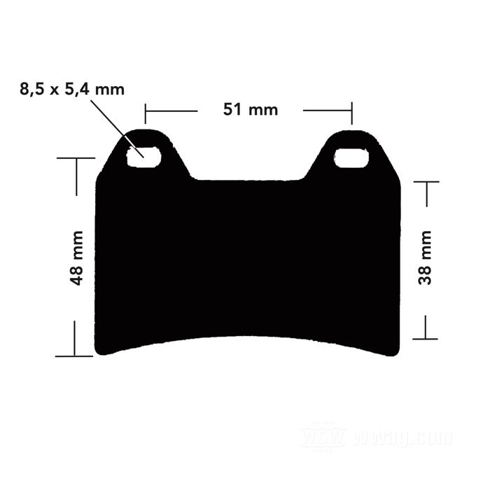 Brake pads by Performance Machine; for integral differential bore series calipers; steel / friction compound; gross weight: 90 g