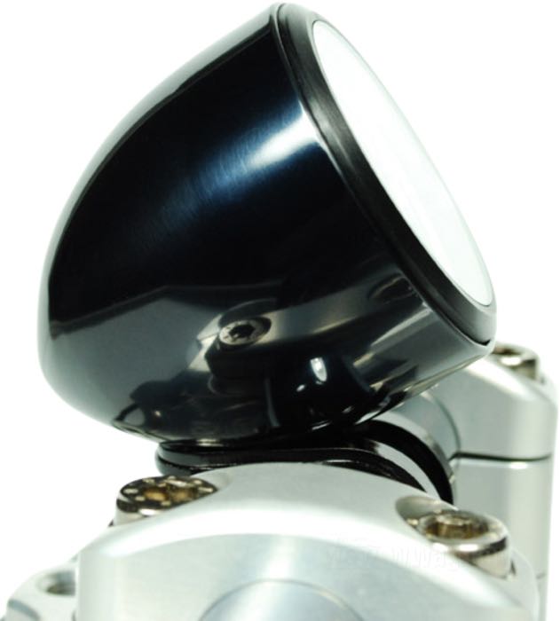 Copa »Streamline« de motogadget; para motogadget Motoscope Tiny; aluminio macizo, negro, anodizado; con tornillo de montaje taladrado como pasacables; Alemania; peso bruto: 120 g