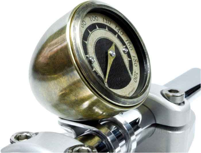 Cuvelage »Vintage« de motogadget; pour motogadget Motoscope Tiny; laiton; avec vis de montage percée comme passe-câbles; Allemagne; poids brut: 320 g