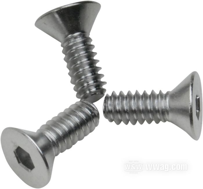 Tornillo; para Guardapolvo; apropiado para Big Twin de 4 velocidades 1952-1979 (1ra serie); acero, cromado; reemplaza OEM HD 1761W y 1767W; peso bruto: 10 g