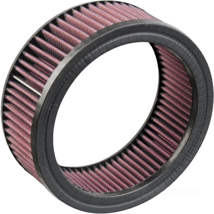 Filter element by S&S; for Air cleaner; for S&S Super E/G; rubber / cotton / steel, K&N type; depth: 65 mm; inner Ø: 125 mm; outer Ø: 158 mm; gross weight: 100 g