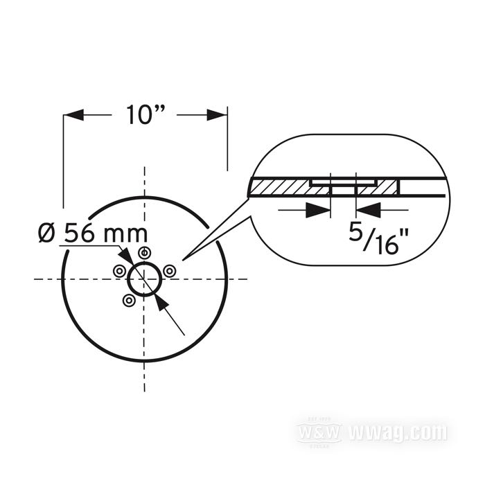 Brake rotor »Classic Steve« by Rick’s; fits wheels 2000→; stainless steel, polished; Ø 10”; mounting holes: 5/16” flat counterbore; Inner Ø: 56 mm; with parts certificate; gross weight: 1.3 kg