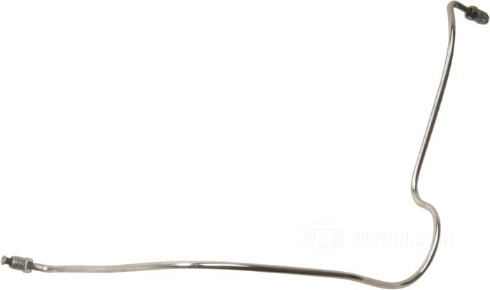 Brake line; fits FL/FLH 1970-1972; tee to frame; steel, chrome-plated; length: 58 cm; position: rear; connection thread: 3/8” IF; replaces OEM HD 42303-70A; gross weight: 70 g