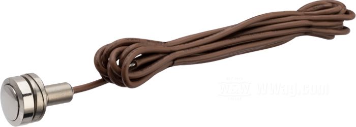 Pulsador »Micro«; acero inoxidable, pulido, con cable marrón; Ø 11.1 mm; rosca: M6; con un cable; peso bruto: 10 g