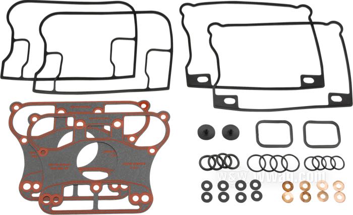 Kit guarnizioni di James Gaskets; per Alloggiamenti bilancieri; atto per Evo Big Twin 1992→; carta / gomma / rame / acciaio / silicone; rimpiazza OEM HD 17042-92A; peso lordo: 100 g