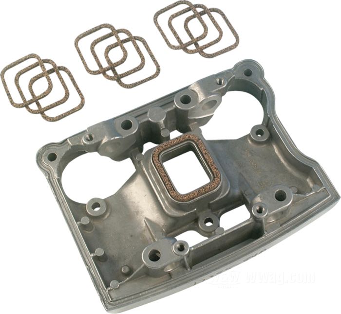 Dichtung von James Gaskets; für Kipphebelgehäuse; passend für Big Twin 1984-1998 (Softail →1999), Sportster 1986-2006; Kork; Montageposition: mittig; ersetzt OEM HD 17358-84; Bruttogewicht: 10 g