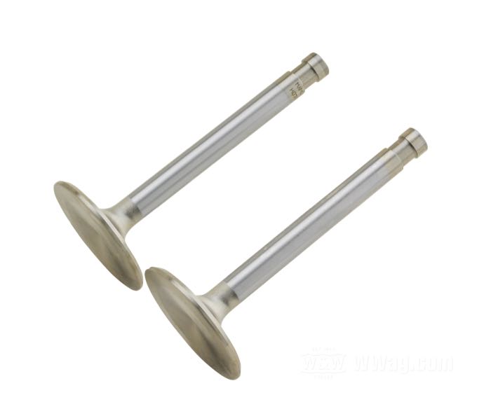 Valve »Severe Duty« de Manley; adaptable à Panhead et Shovelhead 1948-1984; échappement; acier inox; longueur: 97 mm; tête: 44.4 mm; tige: 9.5 mm; remplace OEM HD 18081-48; poids brut: 200 g