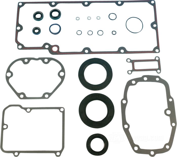 Gasket kit by James Gaskets; for Transmission; fits Touring 1993-1998; paper / rubber / steel; replaces OEM HD 33031-93; gross weight: 310 g