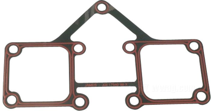 Guarnizione di James Gaskets; per Alloggiamento bilancieri; atto per Shovelhead 1966-1984; acciaio, rivestito di silicone, rinforzata metallo; rimpiazza OEM HD 17540-69A; U.S.A.; peso lordo: 20 g