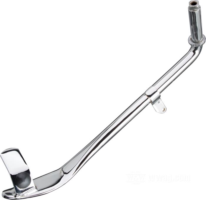 Seitenständerarm »flaches Ende«; passend für Softail 1989-2006; Stahl, verchromt, Originallänge; Länge gemäß Zeichnung: 27 cm; ersetzt OEM HD 50087-89B; Bruttogewicht: 960 g