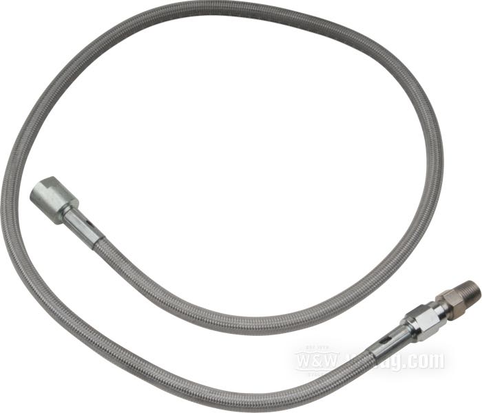 Durite d'huile de Arlen Ness; pour support manomètre pression huile de Arlen Ness; adaptable à Sportster; acier / acier inox; longueur: 76 cm; poids brut: 110 g