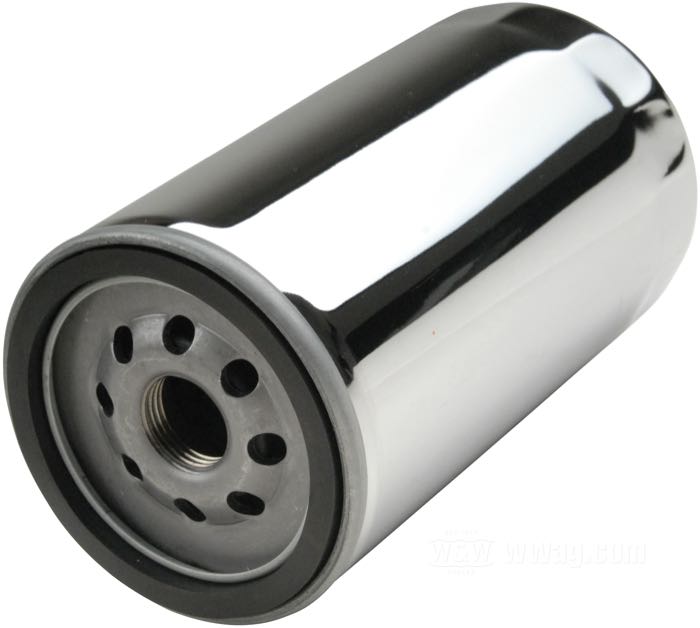 Oil filter cartridge »Magnetic«; fits Dyna Evolution 1991-1998; steel / paper, chrome-plated; length: 14 cm; thread: 3/4”-16; with check valve; with relief valve; pore size: ca. 10 μm; replaces OEM HD 63813-90; gross weight: 410 g
