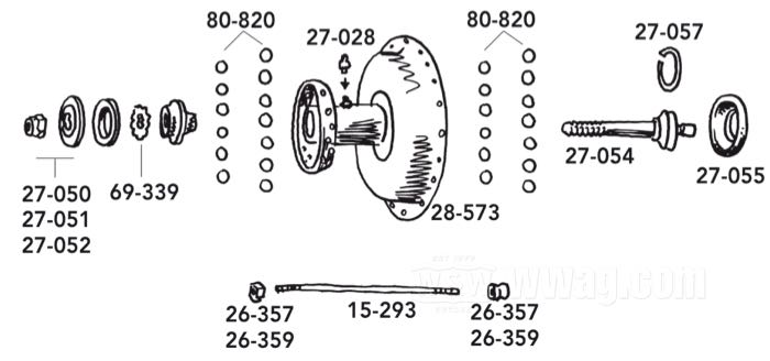 Replacement Parts for Front Hub/Drum for 45 cui Models