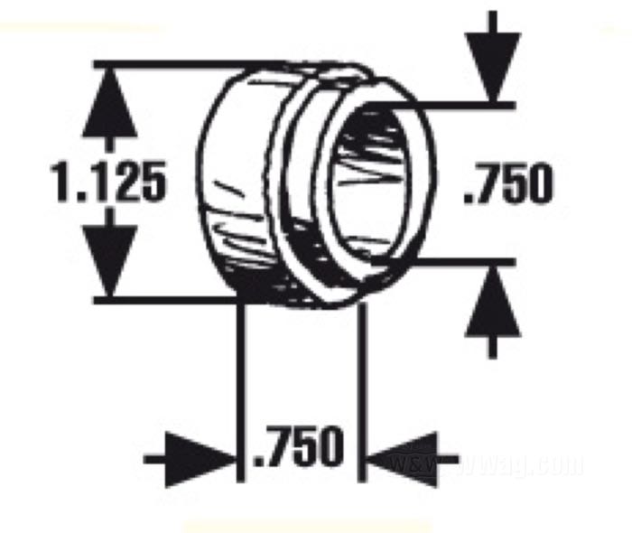Distanziatore; per Paraolio; atto per tutte 1973-1983; acciaio, zincato; Ø int. x Ø est.: 0.75 x 1.125”, spessore: 0.75”; rimpiazza OEM HD 41196-73; peso lordo: 40 g