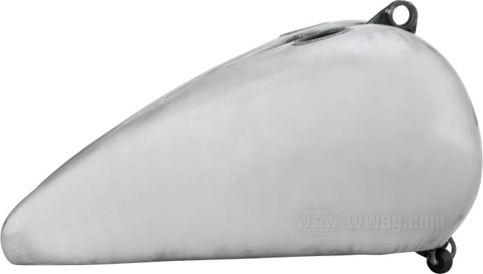 Gas tank »Flatside Fat Bob 5 gal«; fits Softail 1984-1999; steel; volume: 19 l; required gas cap: screw-in 1983→; required petcock: M22 x 1; replaces OEM HD 61211-84A, and 61228-84; gross weight: 9.02 kg