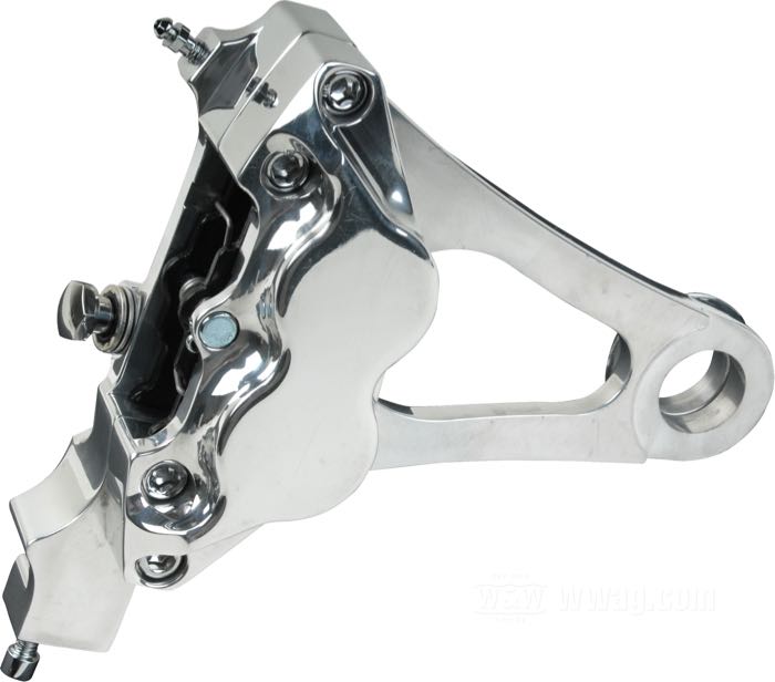 Brake caliper »integral« by Performance Machine; fits FLS, FLSTF/C/N/SB, FXS(B), FXSTB/C, FXCW(C) 2008-2017; right side installation rear 11.5” disc; billet aluminum, polished; position: rear right; piston Ø: 1-1/4” (31.75 mm); required brake fluid: DOT 4 or 5; USA; gross weight: 1.24 kg