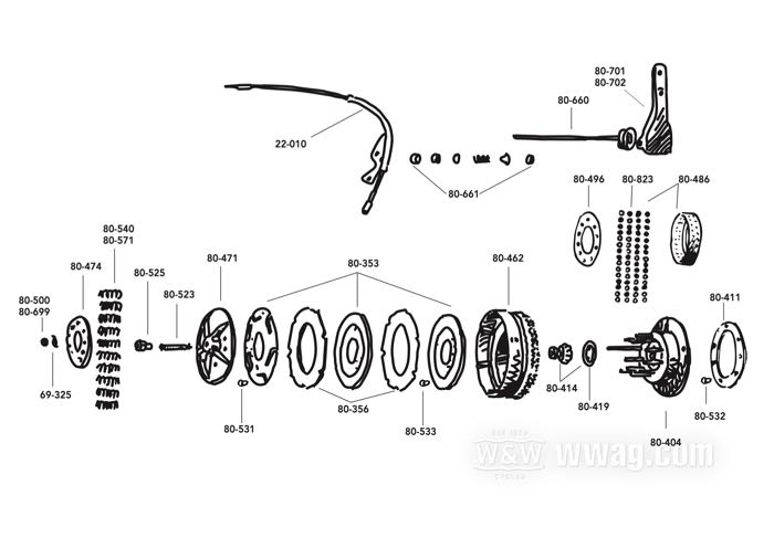 Spring »Standard«; for foot clutch; fits Flathead 750cc/45” 1941-1973 (exc. K-modles), Big Twin 1941-1967; spring steel, parkerized, spring tension 45lbs@1-1/8”; length: 38.5 mm; ID x OD: 11.8 x 17 mm, 2.6 mm thick	; replaces OEM HD 38077-41; gross weight: 10 g