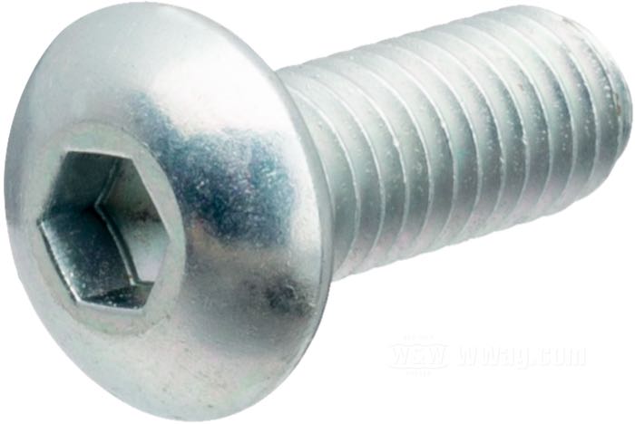 Screw; for switch housings 1982-1995; steel, zinc plated, hex socket button head; thread: #10-32; length: 9/16 ” (14 mm); replaces OEM HD 2508; USA; gross weight: 3 g