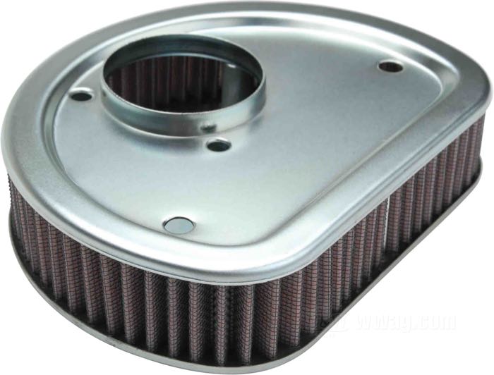 Filter element by K&N; fits Evo Big Twin 1995-1999 HDI carbureted models and Evo Sportster 1995-2003 HDI; rubber / cotton / steel; replaces OEM HD 29325-95A; gross weight: 640 g