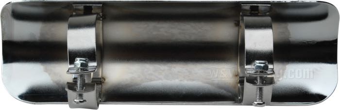 Hitzeschild; für Auspuffkrümmer; Stahl, verchromt, glatt; Länge x Breite: 180 x 56 mm; mit Schellen; Bruttogewicht: 170 g