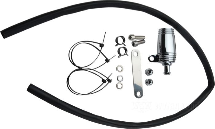 Recipiente di raccolta di Kuryakyn; per Kit sfiato Bluegrass; acciaio inox / acciaio / alluminio / gomma, cromato; peso lordo: 430 g