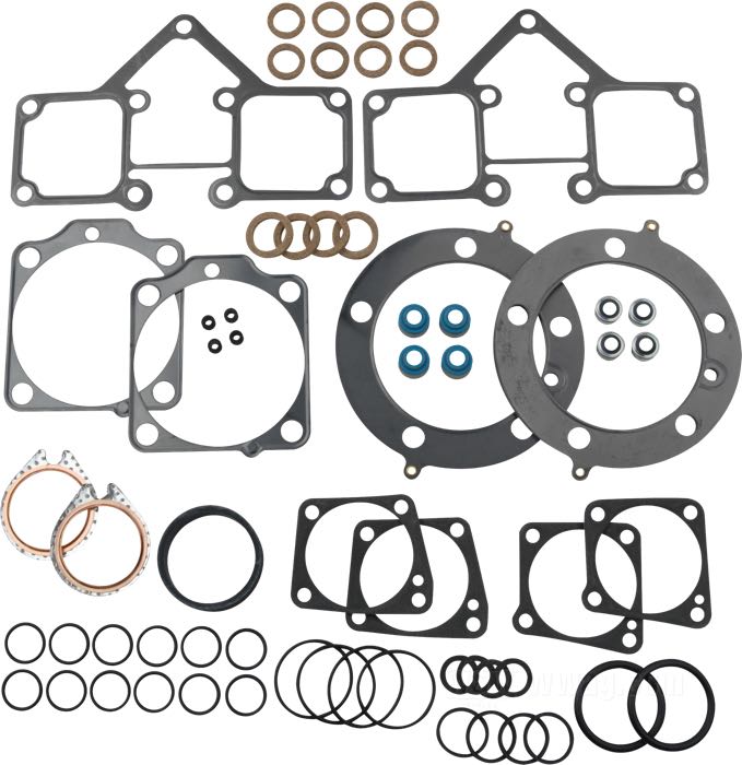 Dichtsatz von Cometic Gasket; für Zylinder und Köpfe; passend für Shovelhead; mit 0.040 MLS Kopfdichtung; Papier / Gummi / Stahl, mit PTFE-beschichteter Kopfdichtung, Stahl-Fluorkautschuk Fußdichtung; Bohrung (Nennmaß): 3-5/8 ”; Bruttogewicht: 360 g