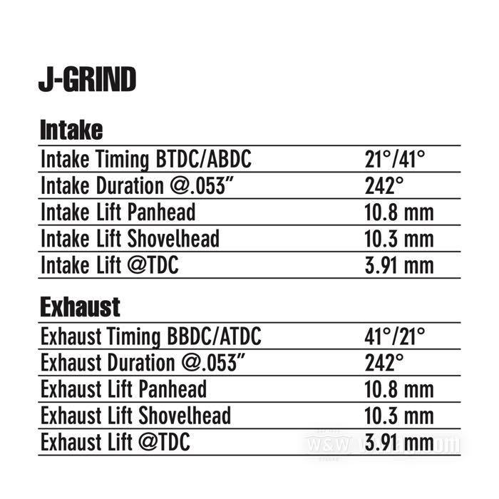 Arbre à cames »J-Grind« de Andrews; adaptable à Big Twin 1948-1969; acier; poids brut: 840 g