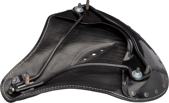 Asiento mono »Mesinger No. 4« de The Cyclery; cuero de vaca, negro; largo x ancho: 370 x 390 mm; rosca: 5/16”-24; distancia de los resortes o bulones de fijación: 270 mm; Europa; peso bruto: 1.8 kg