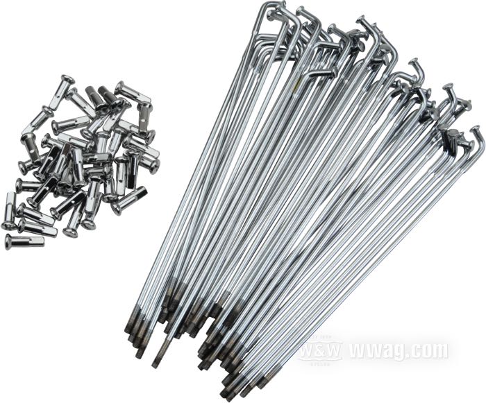Set di raggi; acciaio, cromato; lunghezza L1: 213 mm; angolo α: 104 °; filettatura: 8G-32; per mozzo stretto anteriore; per cerchi a canale profondo 19