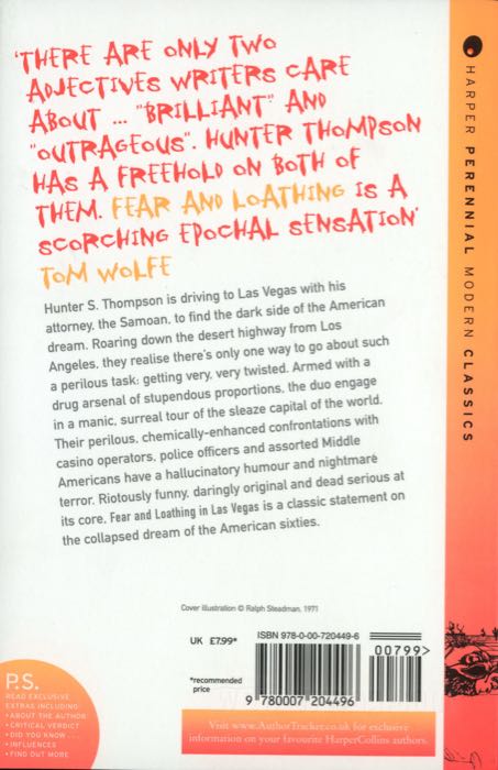 Book »Fear & Loathing in Las Vegas«; width x height: 12.9 x 19.8 cm; by Hunter S.Thompson; softcover; English; gross weight: 200 g