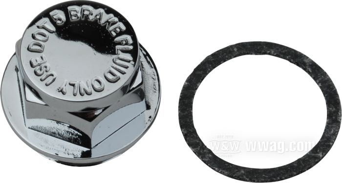 Tapón de relleno; para Cilindro maestro tipo L.W.; apropiado para Big Twin 1958-1979; acero, cromado; líquido de freno preciso: DOT 3, 4 o 5; reemplaza OEM HD 41765-58; peso bruto: 50 g