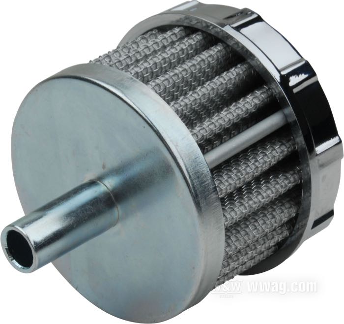 Elément filtrant; pour reniflard de carter-moteur; pour les durites de DI 3/8”; sans support; papier / caoutchouc / alu coulé, chromé; poids brut: 90 g