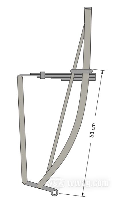 Fourche à ressort à lames »Inline« de Cannonball; pour cadres Big Twin 4 vitesses 1936-1984; acier, naturel; longueur: 53 cm; rake: 0 °; certifié; Italie; poids brut: 22 kg
