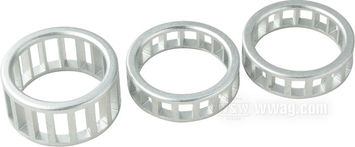 Bearing retainer by S&S; for Connecting rods; fits Big Twin 1941-1999; aluminum; replaces OEM HD 24366-71, and 24367-71; gross weight: 30 g