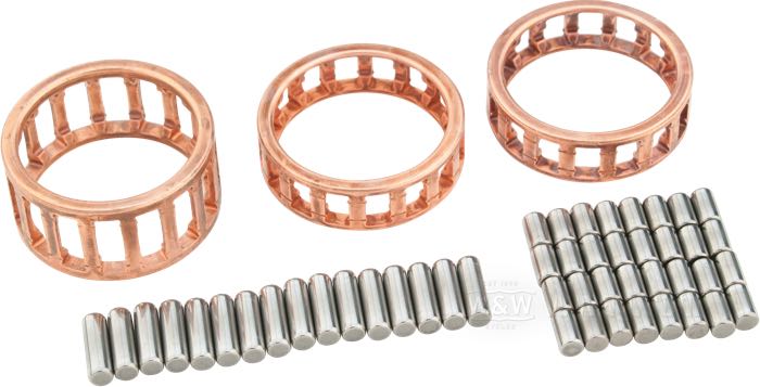 Kit de cojinetes de bielas de S&S; para bases de bielas; apropiado para Big Twin 1941-1999; jaulas de acero; acero; con rodillos estándar; reemplaza OEM HD 24385-40B; EE. UU.; peso bruto: 130 g