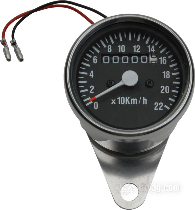 Tachimetro meccanico; atto per utilizzo universale; k = 0.7; cromato; Ø 60 mm; filettatura: M12 x 1.0; →22 (x10) km/h; con supporto universale; peso lordo: 280 g