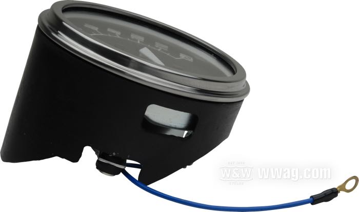 Mechanischer Tachometer »1968-1979 Style«; passend für Modelle mit Tachoantrieb am Getribe oder vom Hinterrad/Hinterachse: Big Twins 1936–61, K-Modelle und Sportster 1952-72,  750er 1937–61; Ø 4-1/4”; Gewinde: 5/8”-18; Zifferblatt: schwarz; Übersetzung: 2:1 (2000 U/min = 60 mph); →120 mph; mit Befestigungsteilen; ersetzt OEM HD 67087-85T; Bruttogewicht: 560 g