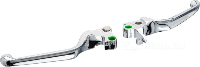 Hand brake/clutch lever »Ergonomic«; fits Softail 1996-2014, Dyna 1996-2017, Touring 1996-2007, Sportster 1996-2003; aluminum, chrome-plated; gross weight: 270 g