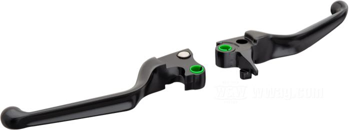 Hand brake/clutch lever »Ergonomic«; fits Softail 1996-2014, Dyna 1996-2017, Touring 1996-2007, Sportster 1996-2003; aluminum, black, powder-coated; gross weight: 260 g