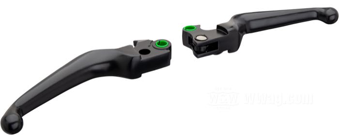 Hand brake/clutch lever »Ergonomic«; fits Softail 1996-2014, Dyna 1996-2017, Touring 1996-2007, Sportster 1996-2003; aluminum, black, powder-coated; gross weight: 260 g